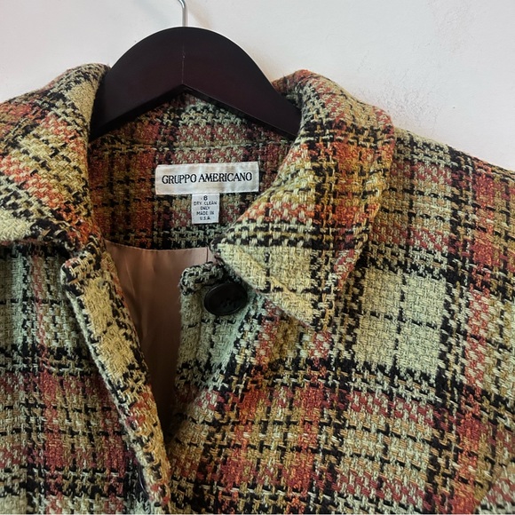 ▪️sold▪️vintage green plaid coat gruppo americano mid length jacket - Picture 5 of 11